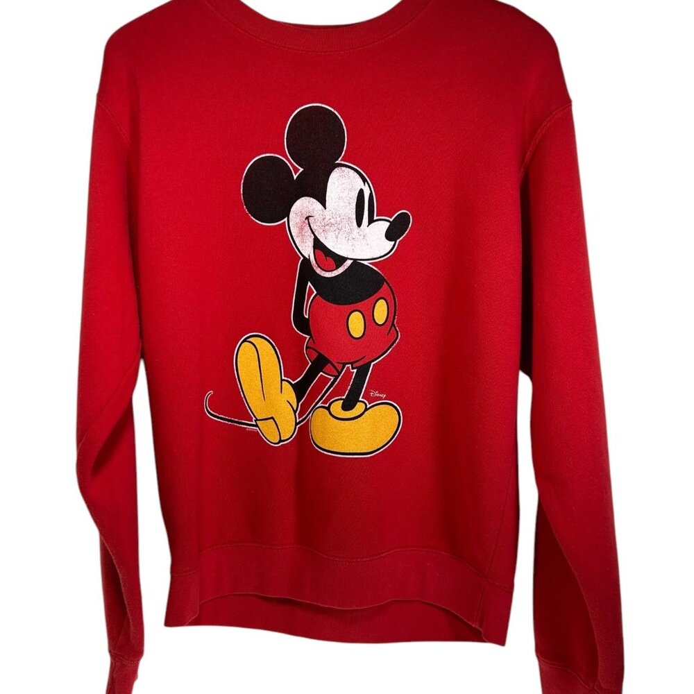 JUNK FOOD DISNEY Crewneck Sweatshirt Sz XS/S Red Classic Mickey Mouse Graphic